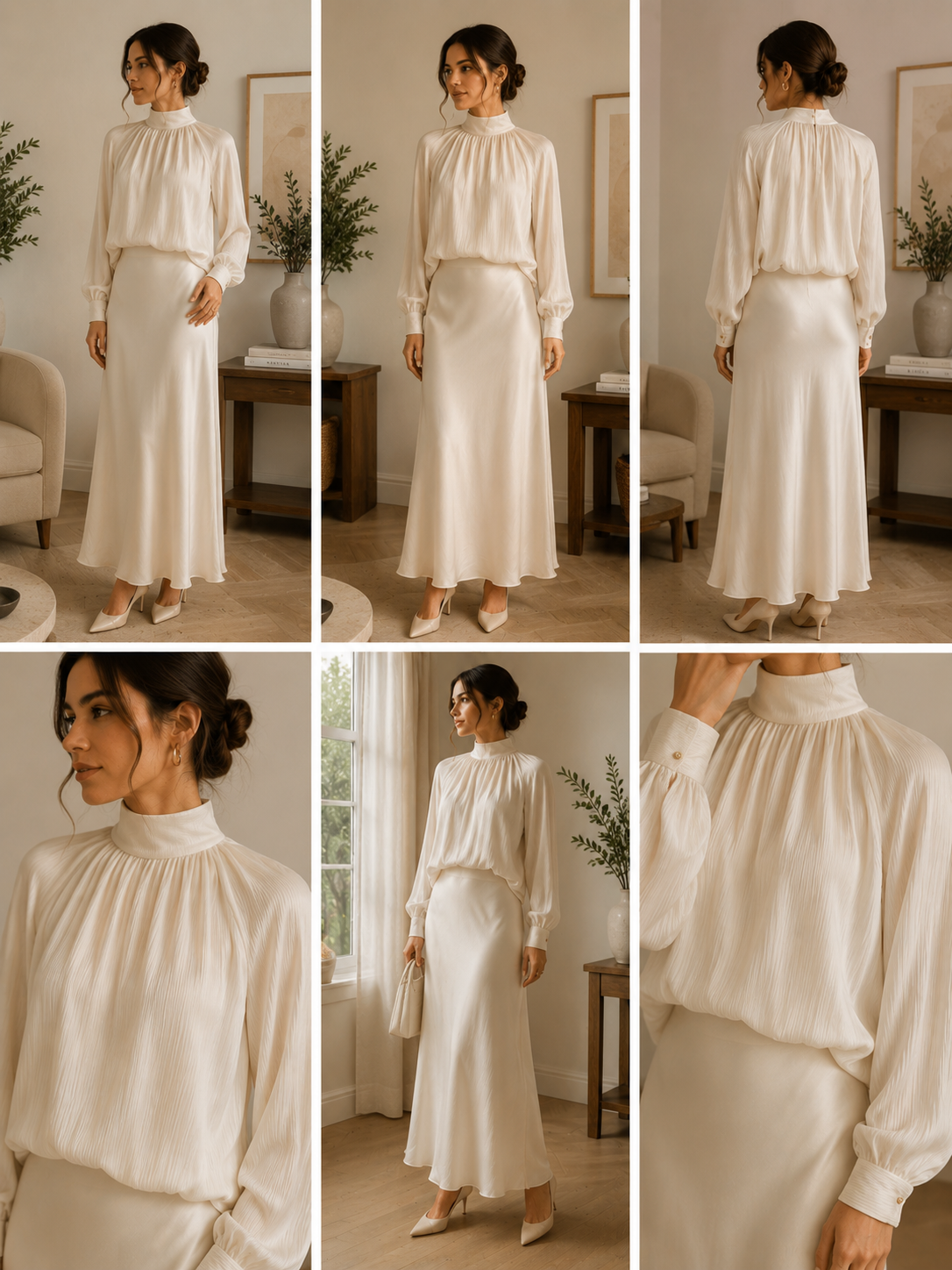 Ensembles satin col montant