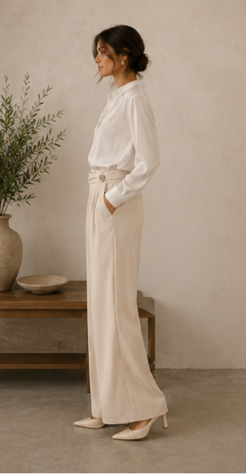 Pantalon Camille – Beige Crème