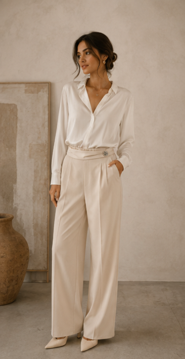 Pantalon Camille – Beige Crème