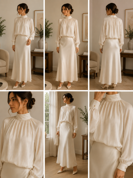Ensembles satin col montant